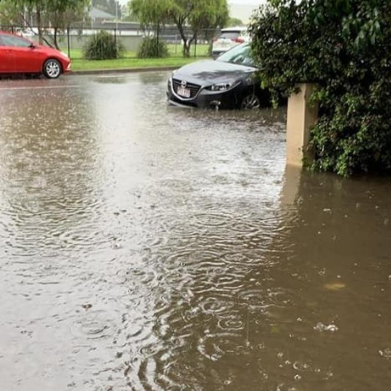 Knee-deep flooding on Lang Pde in Auchenflower. Picture: Micheal Berkman