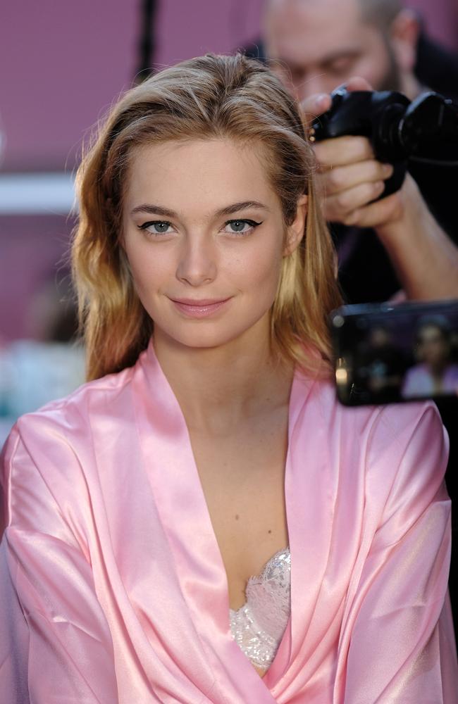 ‘Sadness behind my eyes’ The Australian model backstage at Victoria’s Secret that same year. Picture: Getty Images for Victoria's Secret