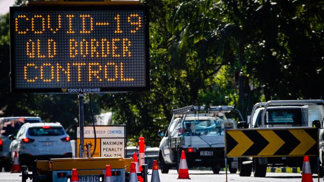 Police are predicting queues of up to 20km at the Qld-NSW border checkpoints. Picture: Patrick Hamilton/AFP