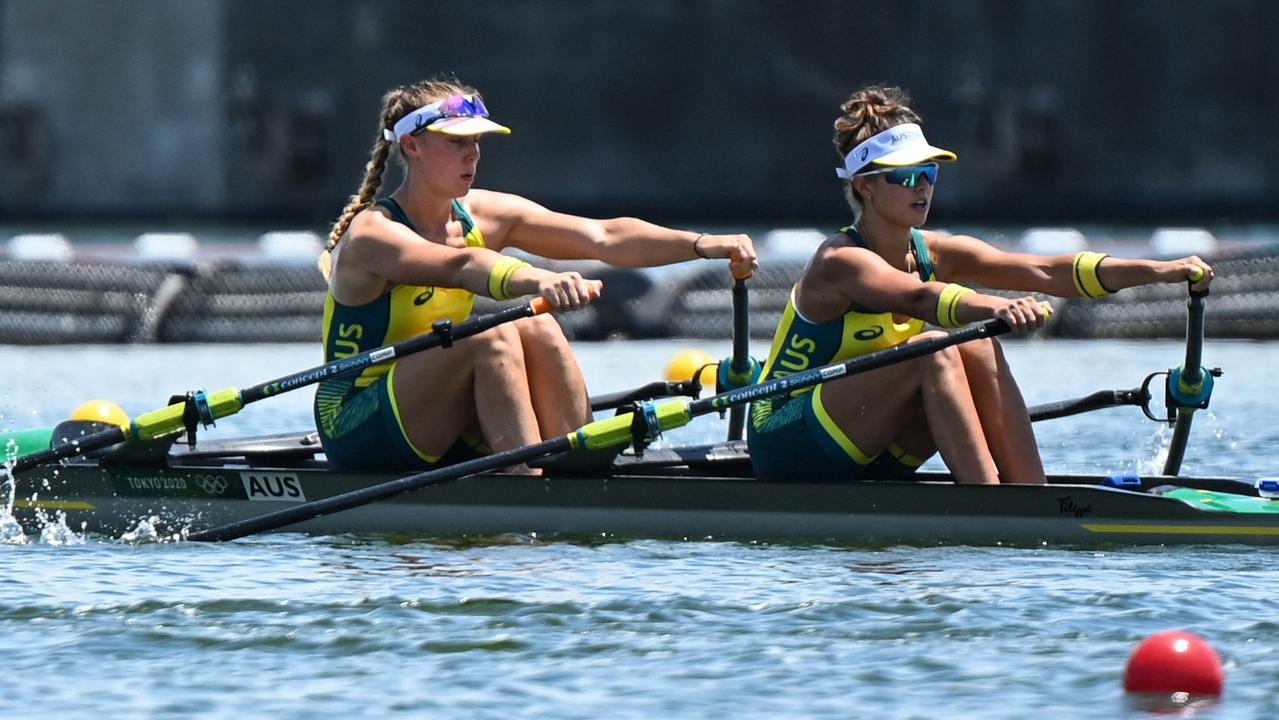 Australia's double scull Olympic debutants Amanda Bateman and Tara Rigney in action on Friday.