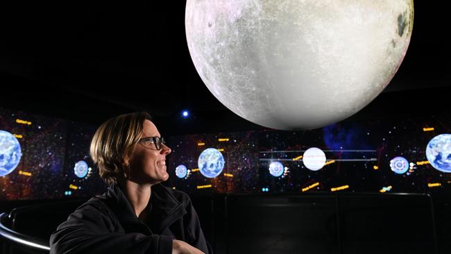 Dr Sarah Cannard is part of the Australia Remote Operations for Space and Earth (AROSE) founding member Nova Systems at the University Gallery at MOD, on North Tce. Picture: Keryn Stevens