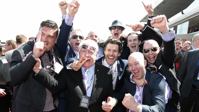 Melbourne Cup Day Races at Flemington Racecourse. Race 7. Melbourne Cup over 3200 metres. Connections after winning the cup with Prince of Penzance.Picture: Andrew Tauber Tuesday November 3, 2015. Melbourne, Australia. MelbourneCup15