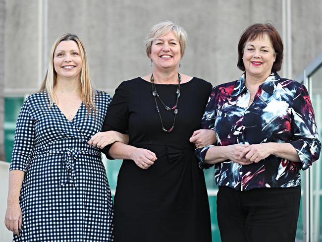 Neonatologist Donna Bostock with Associate Professor Karin Lust and obstetrician Dr Lee Minuzzo at the Royal Brisbane and Women’s Hospital. Pic Annette Dew