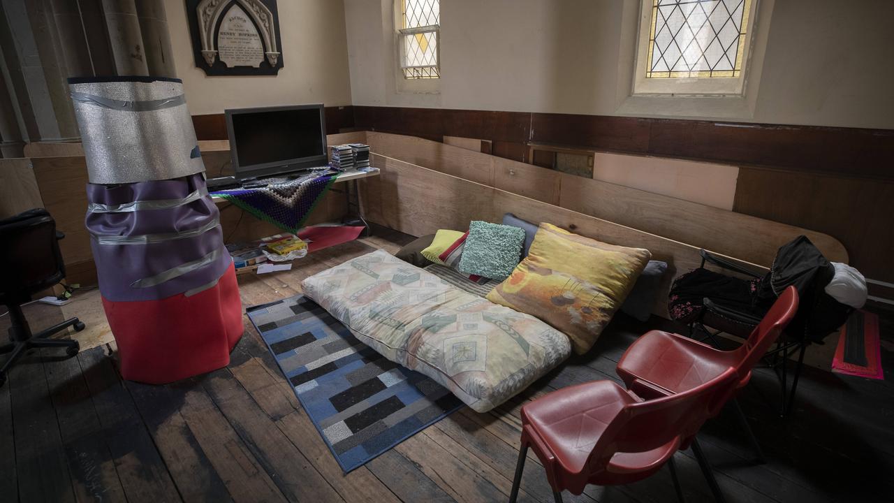 City Mission Safe Space Homelessness Shelter, the former Congregational Church on Davey Street, Hobart. Picture: Chris Kidd