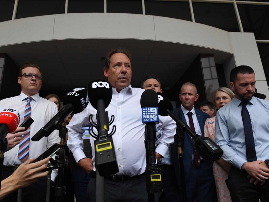 Defence barrister David Edwardson KC addresses the media outside court after Zach Rolfe’s acquittal. Picture: (A)manda Parkinson