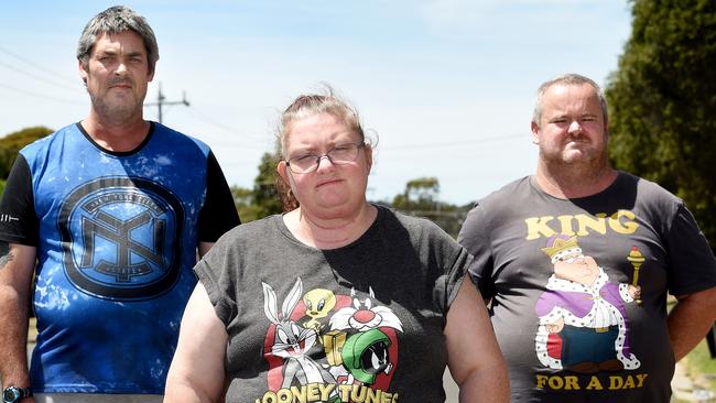 A seemingly concerned Ronald Lyons, Christine Lyons and Peter Arthur at the time of Samantha Kelly’s disappearance. Picture: Nicole Garmston