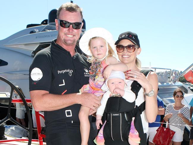 Anthony Bell with his family. The Loyal foundation held a farewell for Perpetual Loyal at Rose Bay Marina. Picture: Carly Earl