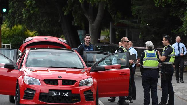 Police at the Ivanhoe crime scene on November 24 2017. Picture: Tony Gough