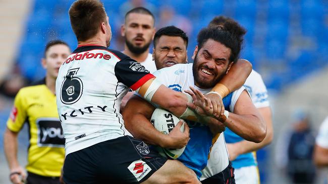 Konrad Hurrell on the charge for the Titans.