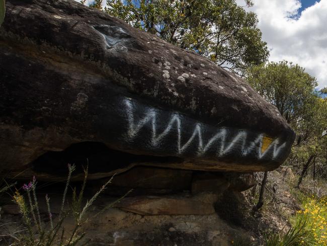 GV's of Morgan Rd, which runs between Oxford Falls and Belrose. The road has (apparently) become a bit of a goat track that is being used as a rat run by motorists trying to avoid the traffic chaos around the hospital at Frenchs Forest . The road was pictured at the large rock that is painted to look like the head of a blue-tongue lizard on 3rd December 2017. (AAP Image / Julian Andrews)