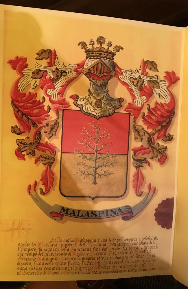 The Malaspina coat of arms as seen from the funeral brochure.