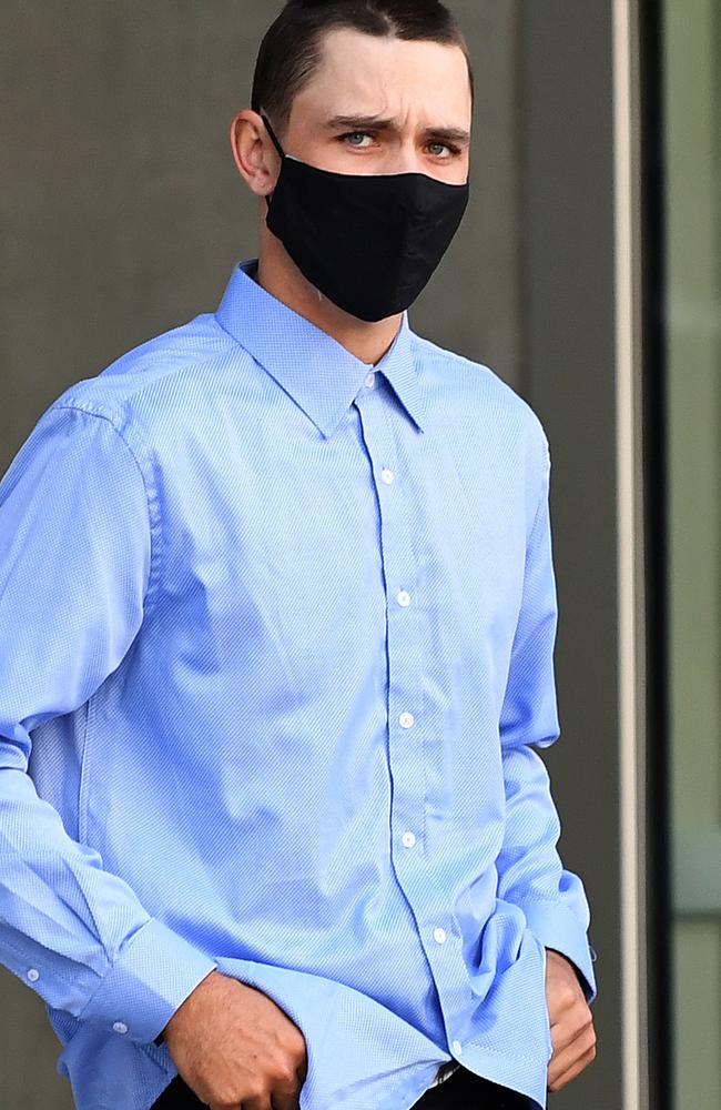 BRISBANE, AUSTRALIA – Newswire Photos – JULY 21, 2021. Jacob Swain leaves the District Court in Brisbane. He was sentenced for trafficking in cannabis and supplying cocaine and MDMA. Picture: NCA NewsWire / Dan Peled