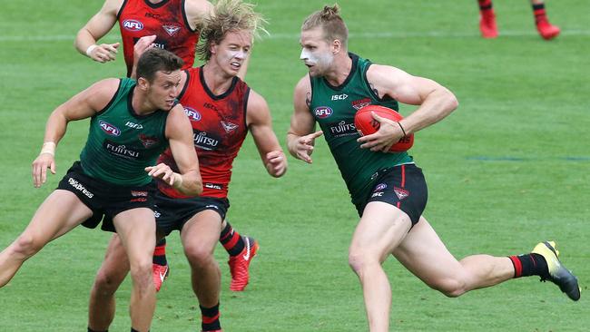 Jake Stringer bursts out of the middle. Pic: Michael Klein