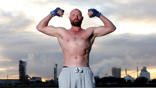 Former boxer Daniel Ammann, the Stockton tradie who once beat UFC megastar Israel Adesanya in an Auckland fight night. Picture: Damian Shaw