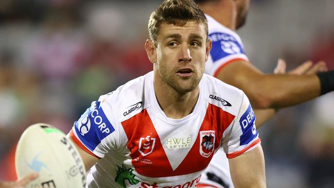 WOLLONGONG, AUSTRALIA - JUNE 19: Andrew McCullough of the Dragons in action during the round 15 NRL match between the St George Illawarra Dragons and the Canberra Raiders at WIN Stadium, on June 19, 2021, in Wollongong, Australia. (Photo by Mark Nolan/Getty Images)