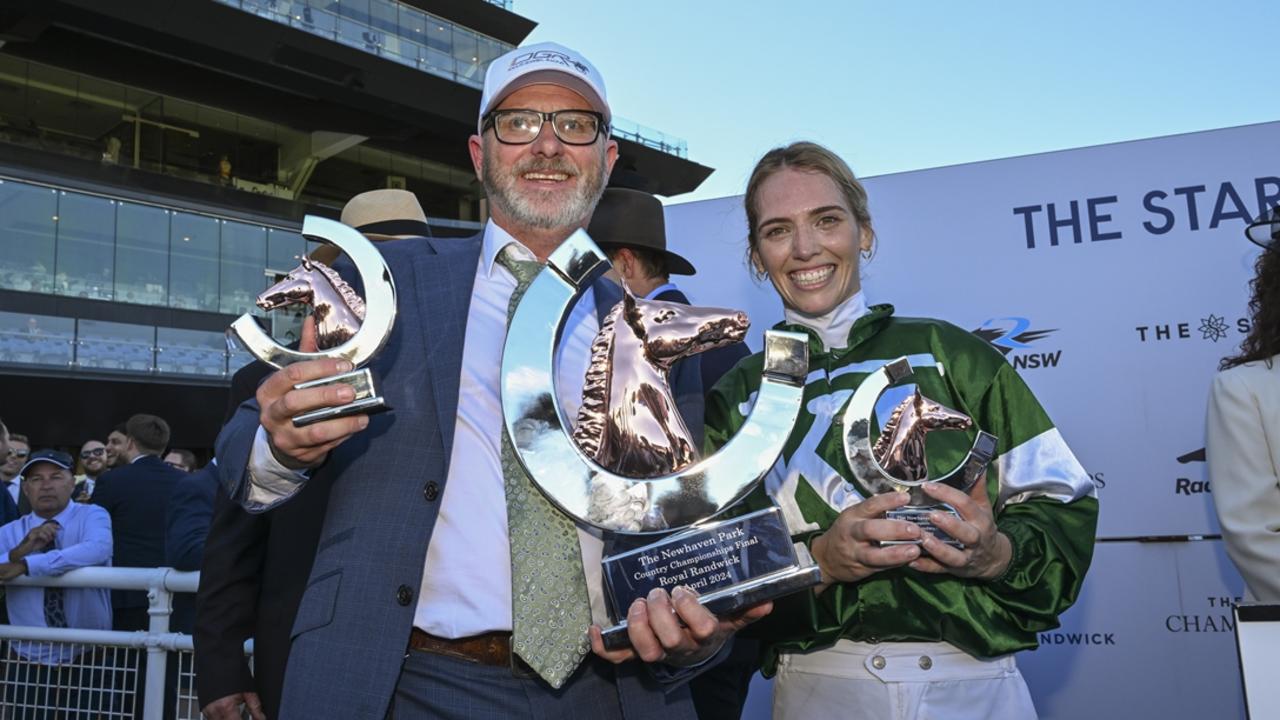 Trainer Doug Gorrel and jockey Kayla Nisbet after winning the Country Championships Final. Picture: Bradley Photos