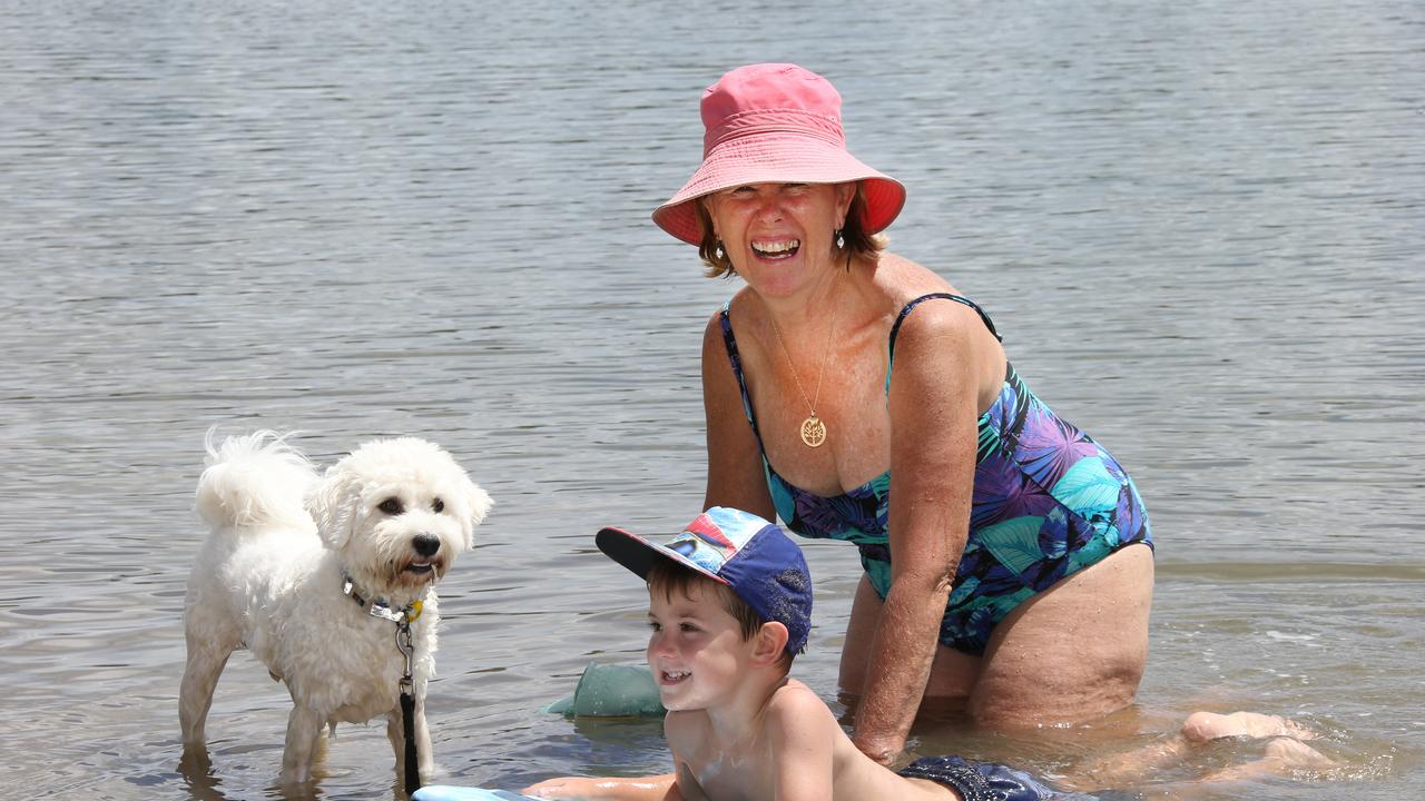 Pam Parkinson with grandson Finn Rough 3 and Hugo the dog . .. Picture Glenn Hampson