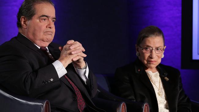 Supreme Court Justices Antonin Scalia, left, and Ruth Bader Ginsburg. Picture: Getty