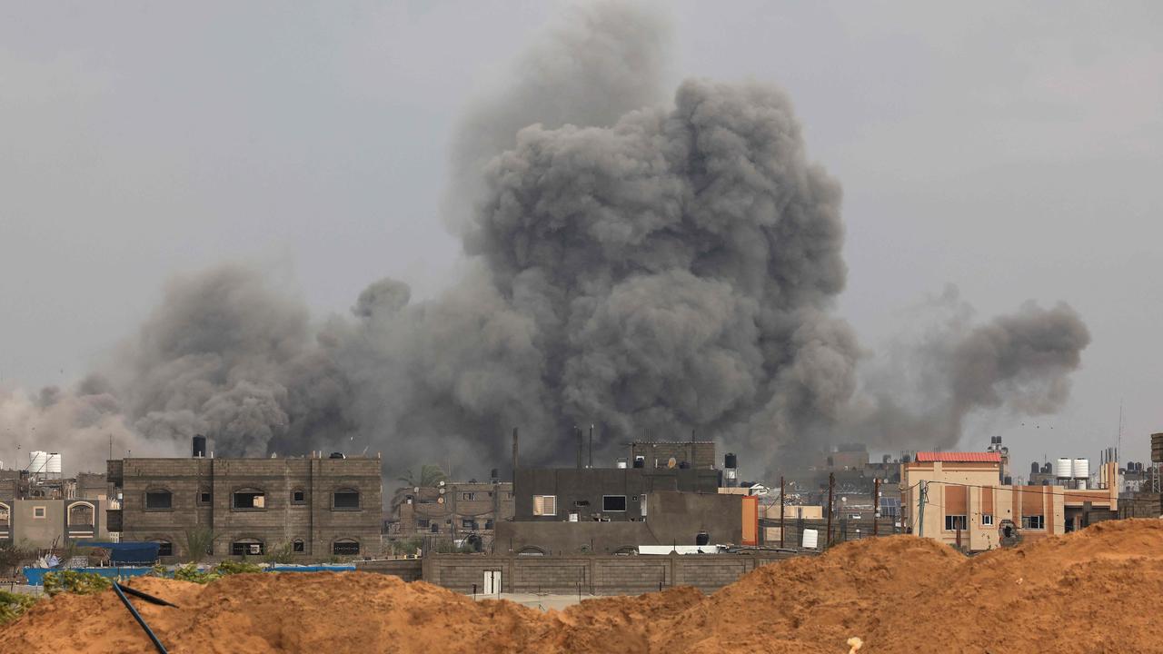 Smoke rises over buildings in Khan Yunis during Israeli bombardment on February 2, 2024, as fighting continues between Israel and the Palestinian Hamas group in Gaza. Picture: AFP