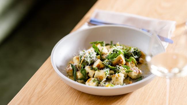 Ricotta gnuddi, rainbow chard and brown butter at A Prayer for the Wild at Heart, Adelaide. Picture: Simon Wilkinson