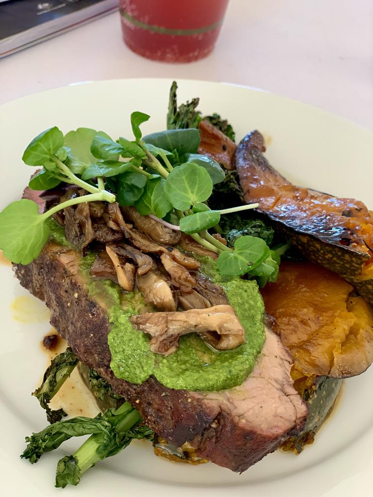 Part of a six-course meal at the 2021 St Lawrence Wetlands Weekend, with celebrity chef Matt Golinski, Pinnacle's The Flackyard chef Nik Flack and Glen Barratt from Wild Canary. Picture: Rae Wilson