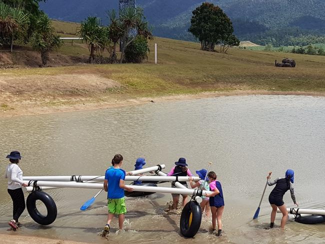 Year 5/6 students from St Rita’s School Babinda enjoyed activities including raft building at their school camp at Echo Creek in Tully recently. PIC: SUPPLIED