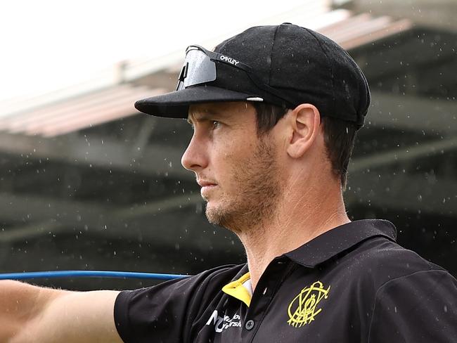 PERTH, AUSTRALIA - OCTOBER 22: Hilton Cartwright of Western Australia warms up during the Sheffield Shield match between Western Australia and Tasmania at the WACA Ground, on October 22, 2024, in Perth, Australia. (Photo by Paul Kane/Getty Images)