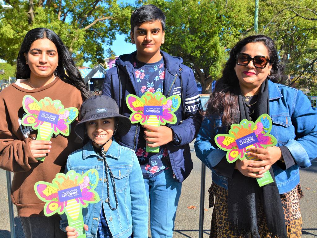 At the 2023 Grand Central Floral Parade are (from left) Urwah Gul, Ibreez Qadar, Ahmad Shakir and Farzana Amjad. Picture: Rhylea Millar