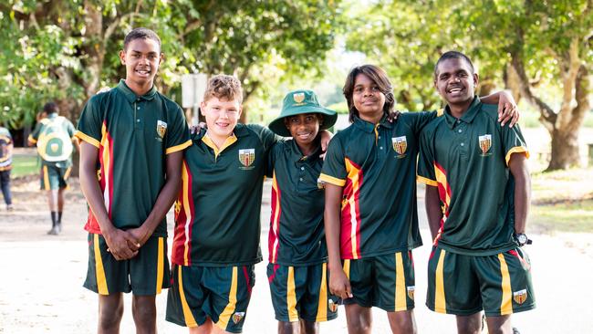 St Teresa's College, Abergowie, is Queensland's most improved high school for NAPLAN 2019. Students Conwell Sailor, Tyler Martin, Sobowa Daniel, Nykiem Pungana, Shaun Ned.