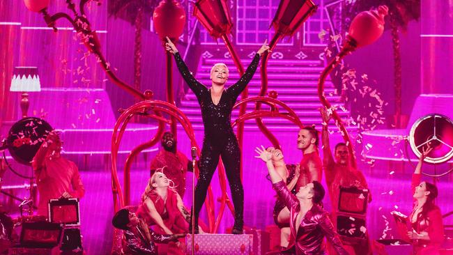 US singer Pink in concert, Sydney, 04/08/2018. Picture: Jess Gleeson