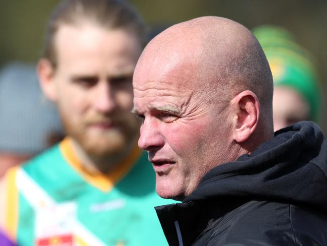 Mooroolbark coach Paris Harvie during EFL (Div 2) Doncaster East v Mooroolbark at Tormore Reserve on Saturday, September 9, 2017, in Boronia, Victoria, Australia.Picture: Hamish Blair