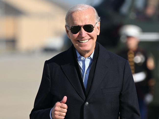 US President Joe Biden arrives to board Air Force One. Picture: AFP