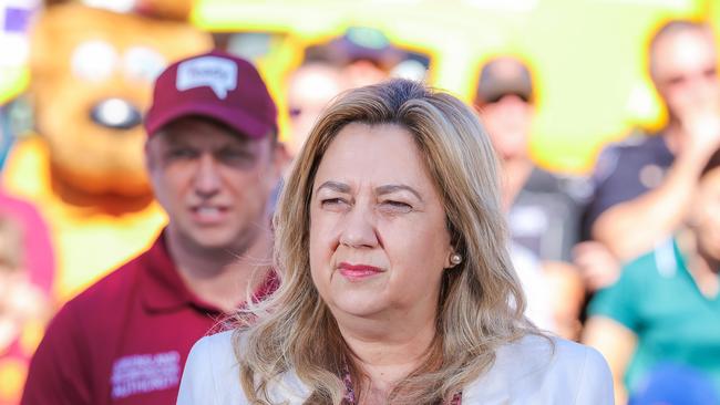 Queensland Premier Annastacia Palaszczuk with Deputy Premier Steven Miles on Monday. Picture: NCA NewsWire / Glenn Campbell