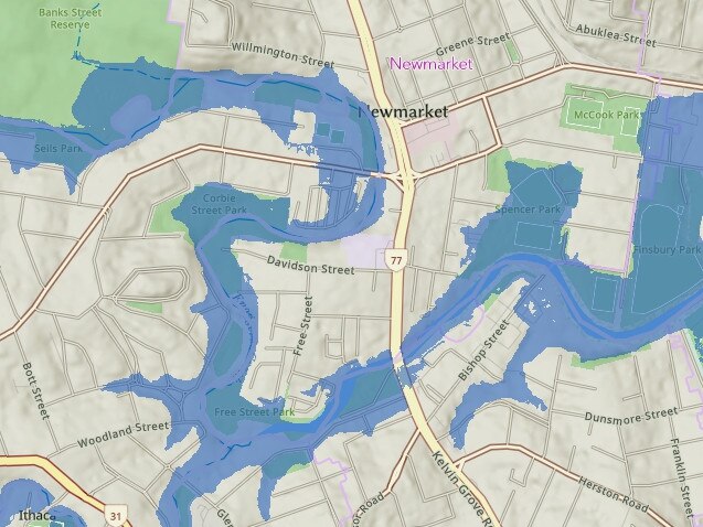 Brisbane flood mapping for Cyclone Alfred: Newmarket