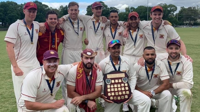 North Balwyn celebrates its ECA Dunstan Shield premiership in 2019-20. Picture: Supplied