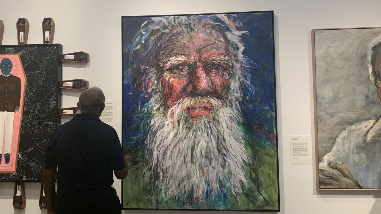 Byron Bay artist Craig Ruddy’s portrait of Bruce Pascoe. Picture: Liana Boss