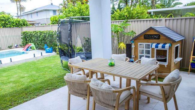 The backyard at Liz Cantor’s house is a kids’ playground. Picture: Nigel Hallett.