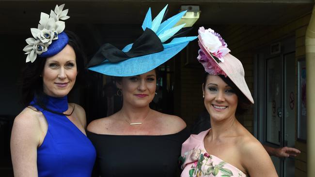 Linda Buckley, Naarah Bertram and Natalie Fifield at the Ballina Cup. Picture: Marc Stapelberg