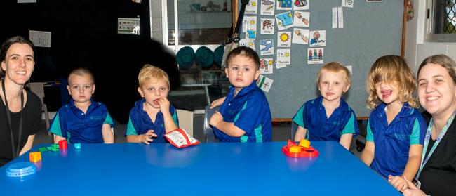 Mackay District Special School 2022 Prep class. Hannah Hammond, Jaydon Dawson, Cooper Chandler, Benjamin Morris, Desmond Stelling, Myah Pittman, Lauren Hopley. Picture: Michaela Harlow MKY2022PREP