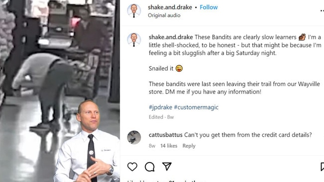 Drakes owner is active on his Instagram in shaming thieves. Picture: Instagram