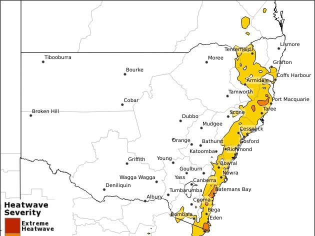 The heat isn’t budging this Wednesday. Picture: Bureau of Meteorology