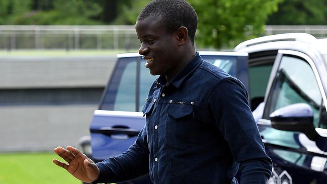 N’Golo Kante arrives at the French national football team training base in Clairefontaine.