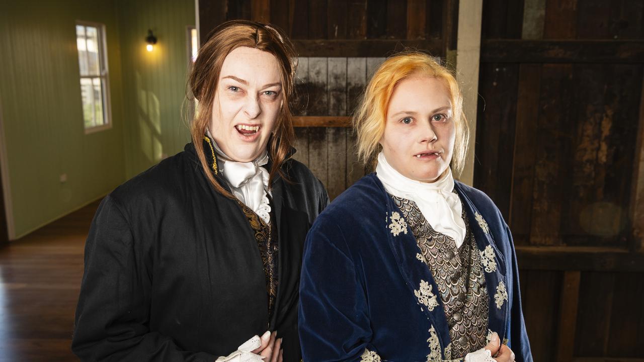 Interview with a Vampire characters Carly Worland (left) as Louis de Pointe du Lac and Sam Fulton as Lestat de Lioncourt at Comic-Geddon at The Goods Shed, Sunday, June 25, 2023. Picture: Kevin Farmer