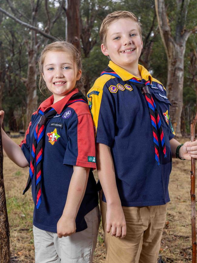 Annabelle and Joshua are among 5000 people enrolled in 90 Scouts groups across the state. Picture: Ben Clark