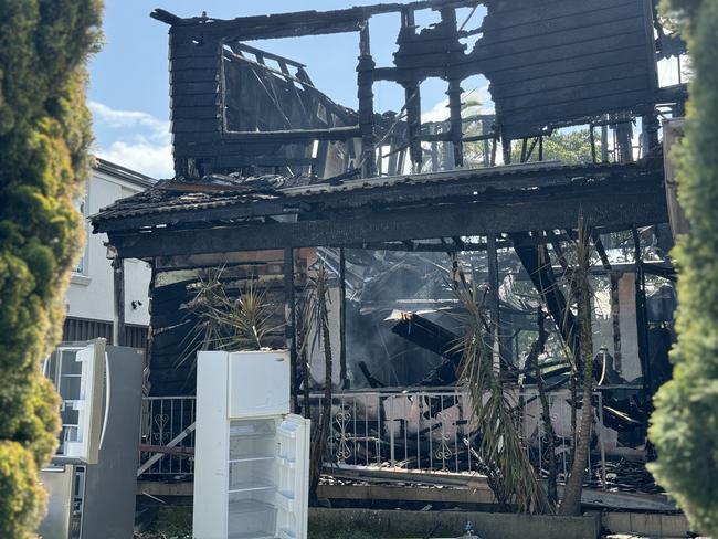 Police are investigating a "suspicious" blaze that left a two-storey house in Merrylands completely gutted. Picture: Amaani Siddeek