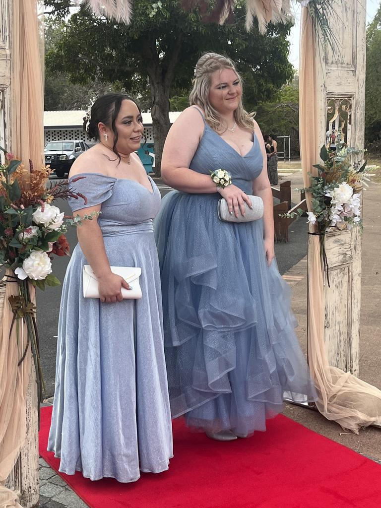 Nadia Fogarty and Summar Moore arrive at the Hervey Bay State High School formal.