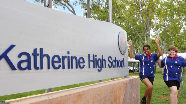 Students from Katherine High School, like Samantha Parton and Nikita Kruger, will benefit from a $9.7m STEAM Centre. Picture Katrina Bridgeford.