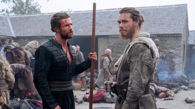 Sam Corlett, right, with Leo Suter in Vikings: Valhalla. Picture: Netflix