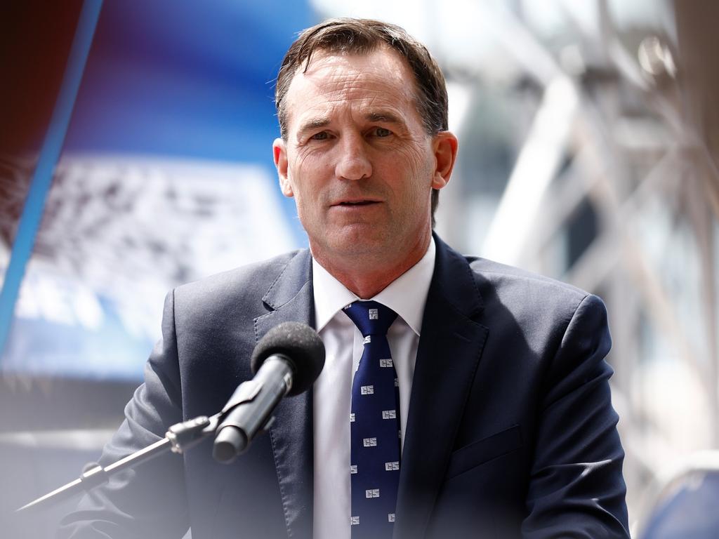 AFL CEO Andrew Dillon stood by the AFL’s policy of conducting drug tests in secret. Picture: Michael Willson/AFL Photos via Getty Images.