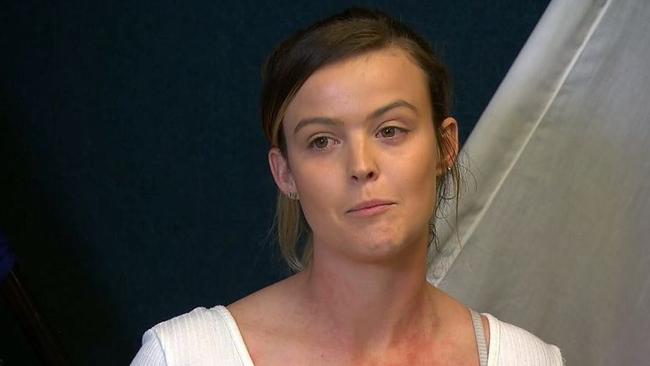 Jamie-Lee Digby has appealed for information about two men wanted over the death of her partner Luke Bray. Picture: 9 News